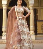  WHITE COLOR PARTY WEDDING WEAR FLORAL PRINTED INDIAN LEHENGA CHOLI