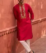 Red Kurta with Cream bottom Ethnic Kurta for Mens Occasional, Traditional Festive Designer Stylish Wear  