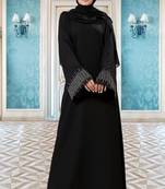 Self Design Handcrafted Embroidery Work On Sleeves Abaya