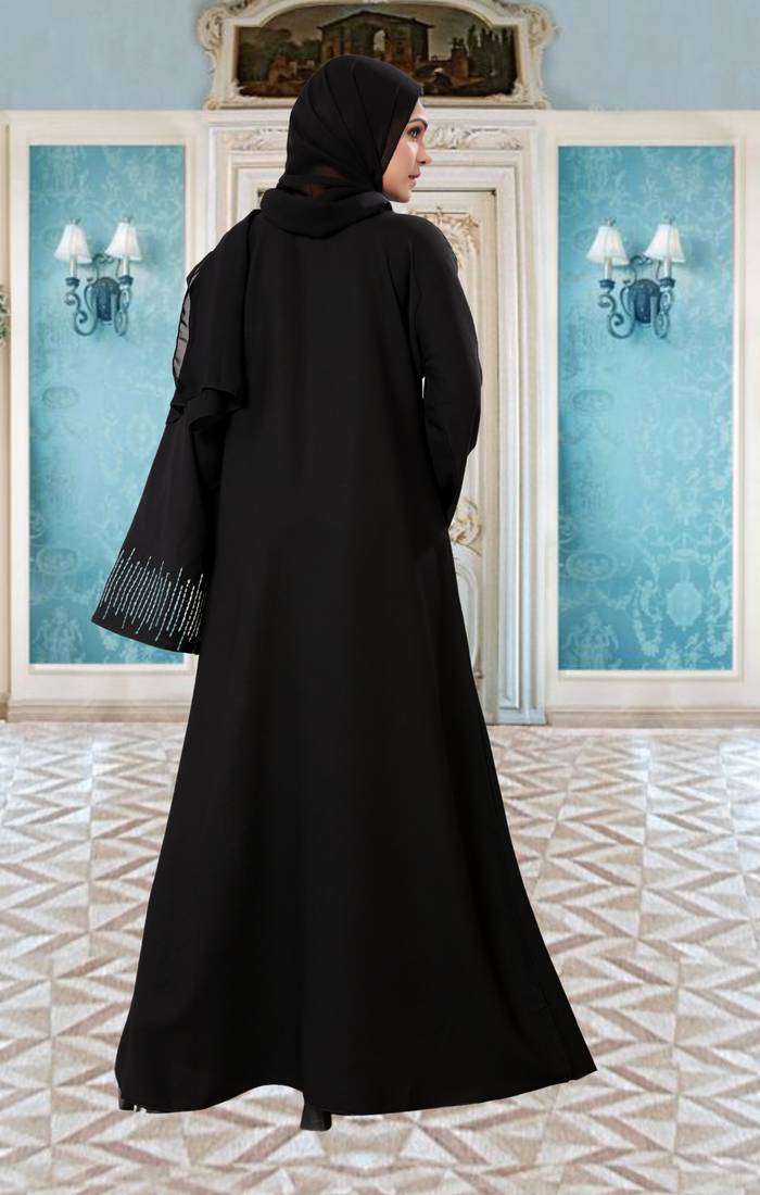 Self Design Handcrafted Embroidery Work On Sleeves Abaya