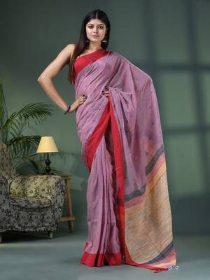 Coffee cotton handloom saree 1