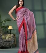 Coffee cotton handloom saree