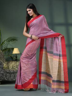 Coffee cotton handloom saree 3