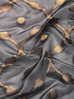 Silk Land Black Floral Organza Silk Blend Saree With Unstitched Blouse Piece 4