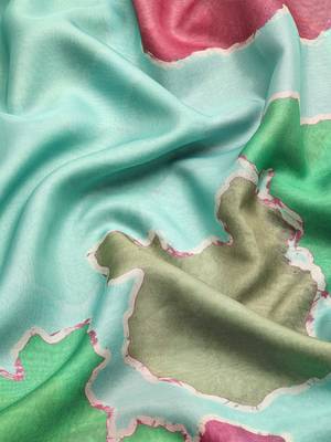 Silk Land Sea Green Abstract Soft Silk Blend Saree With Unstitched Blouse Piece 4