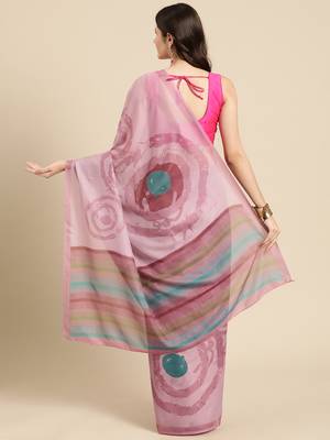 Silk Land Peach Abstract Soft Silk Blend Saree With Unstitched Blouse Piece 2