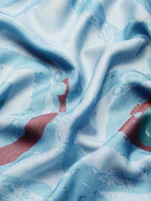 Silk Land Sky Blue Abstract Soft Silk Blend Saree With Unstitched Blouse Piece 4