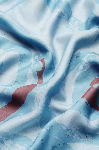 Silk Land Sky Blue Abstract Soft Silk Blend Saree With Unstitched Blouse Piece