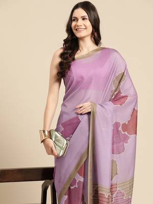 Silk Land Purple Abstract Soft Silk Blend Saree With Unstitched Blouse Piece 2