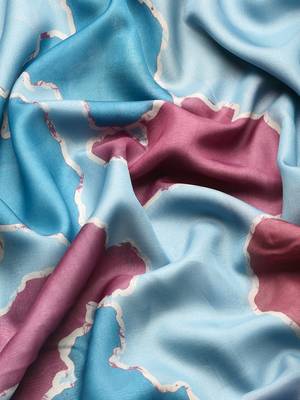 Silk Land Aqua Abstract Soft Silk Blend Saree With Unstitched Blouse Piece 4