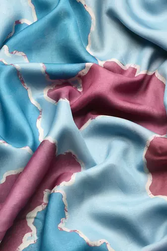 Silk Land Aqua Abstract Soft Silk Blend Saree With Unstitched Blouse Piece