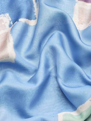 Silk Land Blue Abstract Soft Silk Blend Saree With Unstitched Blouse Piece 4