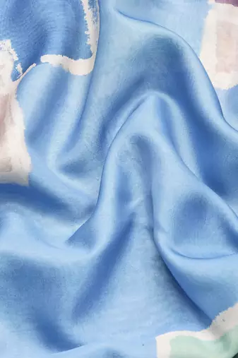 Silk Land Blue Abstract Soft Silk Blend Saree With Unstitched Blouse Piece