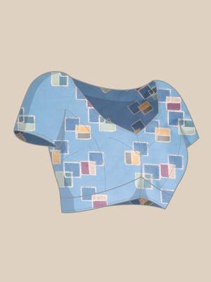 Silk Land Blue Abstract Soft Silk Blend Saree With Unstitched Blouse Piece 5