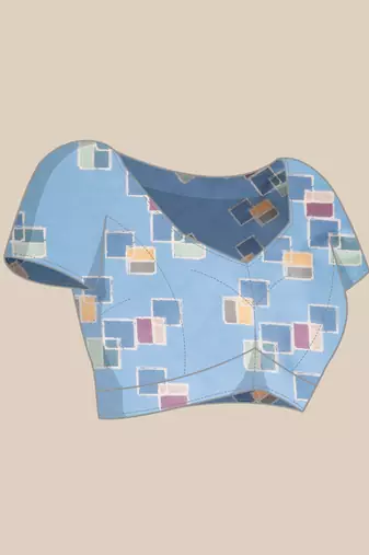 Silk Land Blue Abstract Soft Silk Blend Saree With Unstitched Blouse Piece