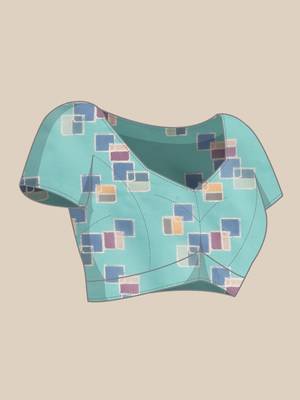 Silk Land Blue Abstract Soft Silk Blend Saree With Unstitched Blouse Piece 5