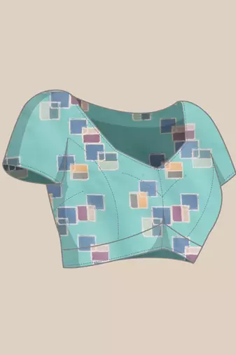 Silk Land Blue Abstract Soft Silk Blend Saree With Unstitched Blouse Piece