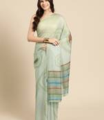 Silk Land Green Abstract Soft Silk Blend Saree With Unstitched Blouse Piece