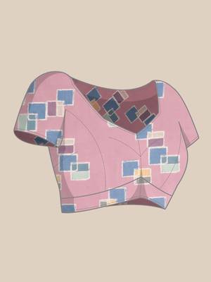 Silk Land Multicolor Abstract Soft Silk Blend Saree With Unstitched Blouse Piece 5