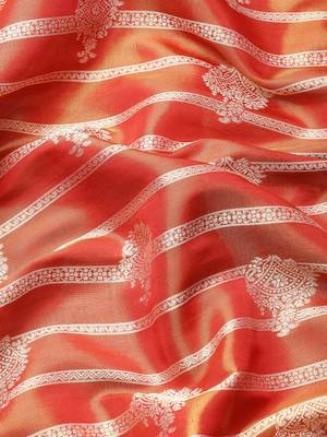 Silk Land Red Woven Design Silk Blend Saree With Unstitched Blouse Piece 4