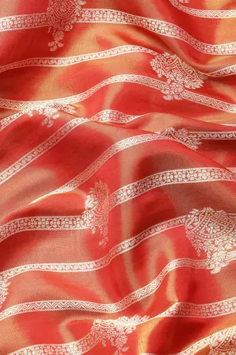 Silk Land Red Woven Design Silk Blend Saree With Unstitched Blouse Piece
