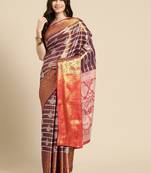 Silk Land Wine Woven Design Silk Blend Saree With Unstitched Blouse Piece
