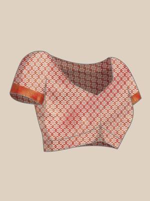 Silk Land Wine Woven Design Silk Blend Saree With Unstitched Blouse Piece 5