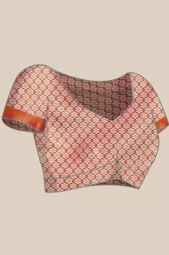 Silk Land Wine Woven Design Silk Blend Saree With Unstitched Blouse Piece