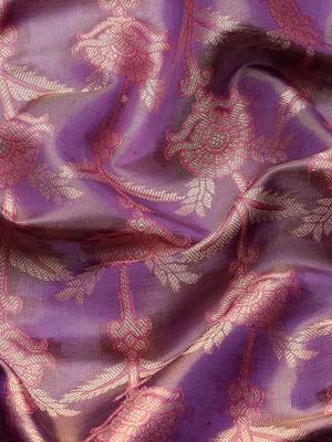 Silk Land Pink Woven Design Silk Blend Saree With Unstitched Blouse Piece 4