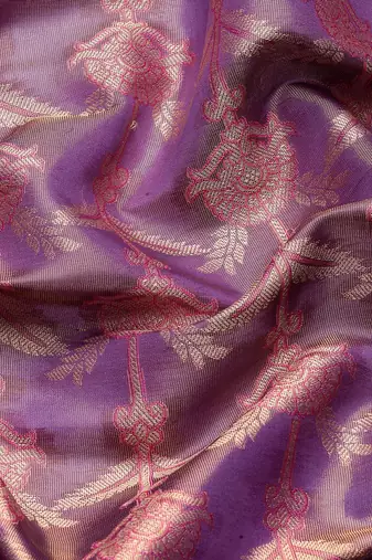 Silk Land Pink Woven Design Silk Blend Saree With Unstitched Blouse Piece