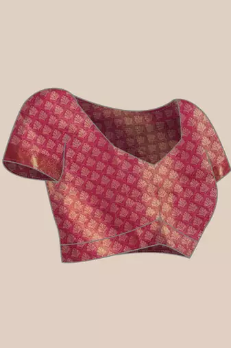 Silk Land Pink Woven Design Silk Blend Saree With Unstitched Blouse Piece