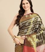Silk Land Black Woven Design Silk Blend Saree With Unstitched Blouse Piece