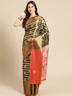 Silk Land Black Woven Design Silk Blend Saree With Unstitched Blouse Piece 2