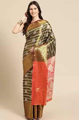 Silk Land Black Woven Design Silk Blend Saree With Unstitched Blouse Piece