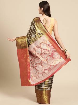 Silk Land Black Woven Design Silk Blend Saree With Unstitched Blouse Piece 3