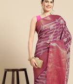 Silk Land Teal Woven Design Silk Blend Saree With Unstitched Blouse Piece