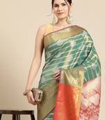 Silk Land Purple Floral Brocade Saree With Unstitched Blouse Piece