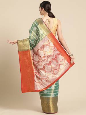 Silk Land Purple Floral Brocade Saree With Unstitched Blouse Piece 3