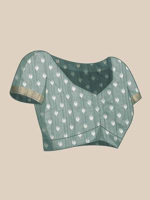 Silk Land Grey Digital Print Soft Silk Blend Saree With Unstitched Blouse Piece 5