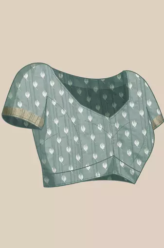 Silk Land Grey Digital Print Soft Silk Blend Saree With Unstitched Blouse Piece