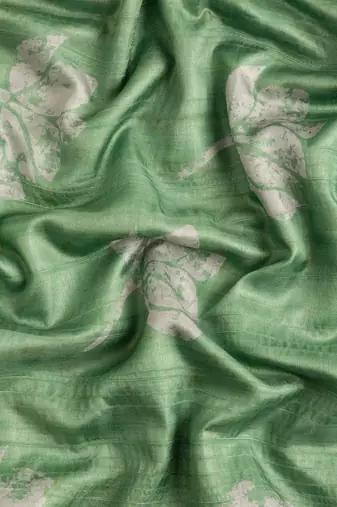 Silk Land Green Digital Print Soft Silk Blend Saree With Unstitched Blouse Piece