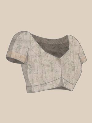 Silk Land Beige Digital Print Soft Silk Blend Saree With Unstitched Blouse Piece 5