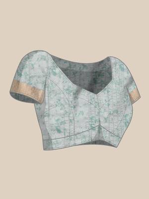 Silk Land Grey Digital Print Soft Silk Blend Saree With Unstitched Blouse Piece 5