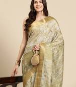 Silk Land Blue Digital Print Soft Silk Blend Saree With Unstitched Blouse Piece