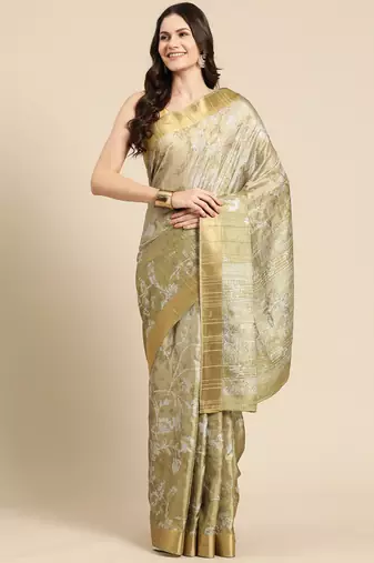 Silk Land Blue Digital Print Soft Silk Blend Saree With Unstitched Blouse Piece
