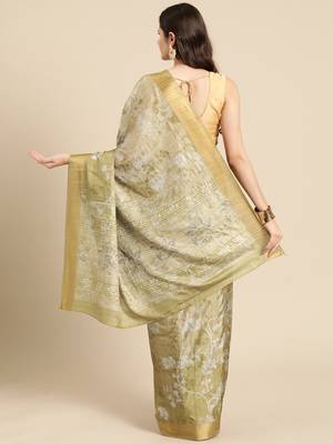 Silk Land Blue Digital Print Soft Silk Blend Saree With Unstitched Blouse Piece 3
