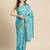 Silk Land Teal Digital Print Soft Silk Blend Saree With Unstitched Blouse Piece