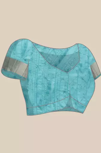 Silk Land Teal Digital Print Soft Silk Blend Saree With Unstitched Blouse Piece