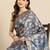 Silk Land Blue Digital Print Soft Silk Blend Saree With Unstitched Blouse Piece