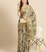 Silk Land Blue Digital Print Soft Silk Blend Saree With Unstitched Blouse Piece